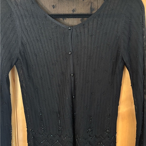 Valerie Stevens Black Scoop Neck Long Sleeve Cardigan - Picture 1 of 8
